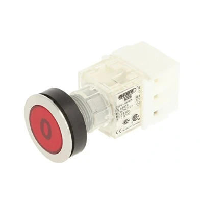 Image of Schlegel 23.000.580 Push Button Stainless Steel, Cap, Red, Label 0, Contact Sensor 1 Opener, Screw Connection