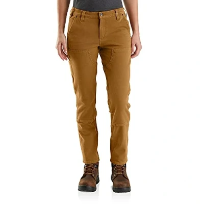 Image of Carhartt Women&#039;s Rugged Flex Relaxed Fit Twill Double Front Work Pant, Brown, W16