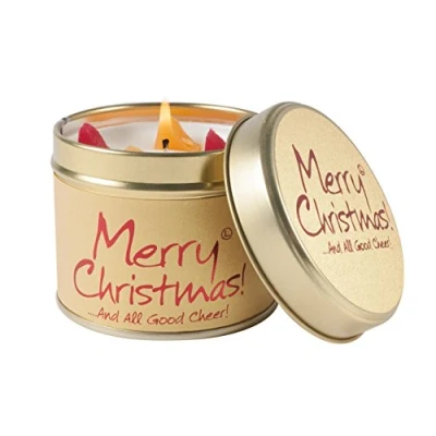Image of Lily Flame Merry Christmas Tin, Brown
