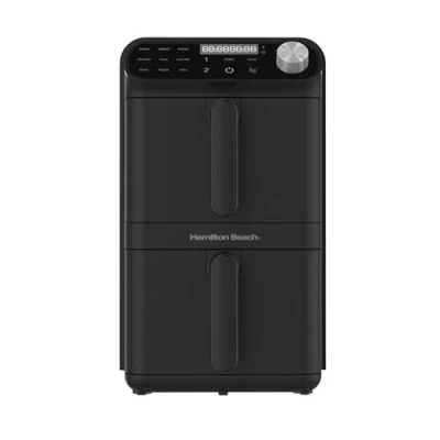 Image of Hamilton Beach Air Fryer, 11L, Double Stack, 2460W, XXL, Space Saving Design, 9 Cooking Functions, Family Size, Non Stick Dishwasher Safe Baskets, Black HBA11B