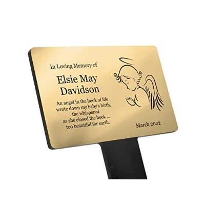 Image of Personalised Baby Memorial Plaque Stake Grave Marker, Outdoor, Garden, Waterproof, various design and colours (Photo Option)