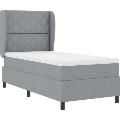 Image of vidaXL Box Spring Bed with Mattress in Light Grey, 90x190 cm, Fabric