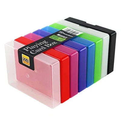 Image of WestonBoxes Plastic Playing Card or Poker Storage Boxes 15mm Deep Also Stores Magic the Gathering Cards (Mix, Pack of 8)