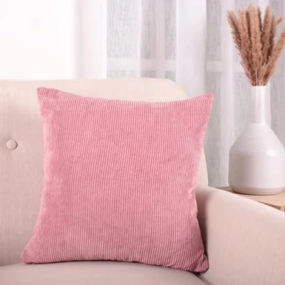 Image of Fusion Rose Soft Cushion (43 x 43cm) Filling Included Corduroy in Pink for Living Room &amp; Bedroom Colour with Cover Included/Cushion Insert