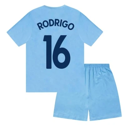 Image of Manchester City F.C. Boys Rodrigo 16 Sublimation Short Pyjamas Navy 10 11 Years