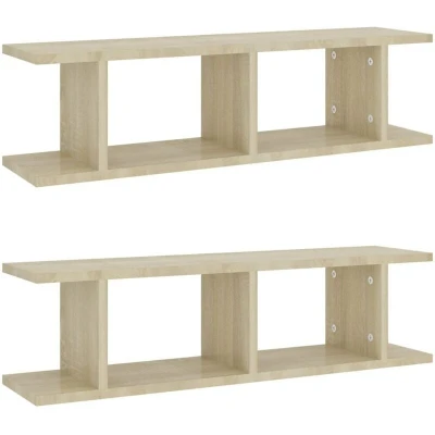 Image of vidaXL Wall Shelves 2 pcs Sonoma Oak 75x18x20 cm Engineered Wood