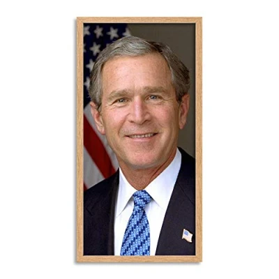 Image of Artery8 Draper Portrait US President George Walker Bush Photo Framed Wall Art Print Long 25X12 Inch