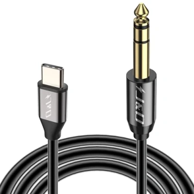 Image of J&amp;D USB C to 6.35mm 1/4 inch TRS Male Audio Cable Adapter Aux Jack Stereo for iPhone 15/15 Plus/15 Pro/15 Pro Max, Galaxy S23/S23+/S23 Ultra/S22/S22+/S22 Ultra, AMP, Speaker, Mixer, 2 Meter