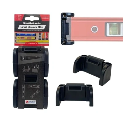 Image of Black StealthMounts Universal Level Holder Slim Locking Mount Storage Clips All Brands (2 Pack)