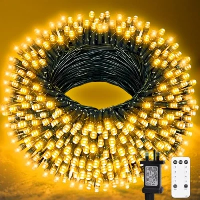 Image of Christmas Fairy Lights Plug in 65ft 200 LED String Mains Powered with Remote 8 Modes Tree Waterproof Outdoor Indoor Decoration for Garden Bedroom Festival Party Wedding Xmas