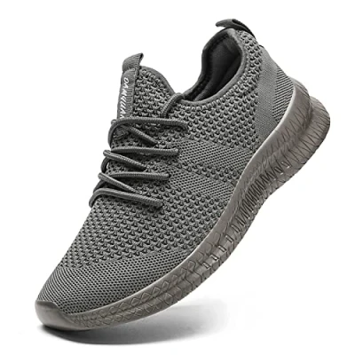 Image of FUJEAK Men&#039;s Lightweight Breathable Casual Comfortable Slip on Fitness Sport Fashion Athletic Sneakers Darkgrey 9.5 UK