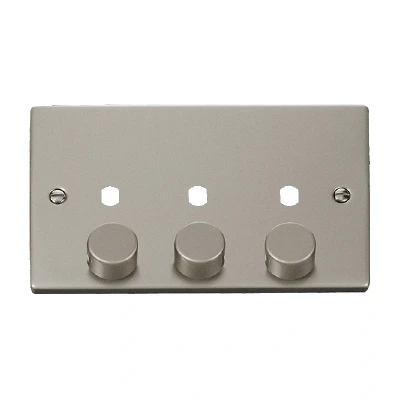 Image of Click Deco 3 Gang Unfurnished Dimmer Plate and Knob (1200W Max) Pearl Nickel
