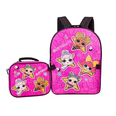 Image of L.O.L. Surprise Backpack Combo Set Girls&#039; 4 Piece &amp; Lunch Kit (Hot Pink)