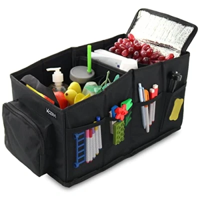 Image of Car Seat Organiser for Passenger and Back with Removable Cool Bag &amp; Strap Attachment, Children&#039;s Storage Compartments Toys, Books, Snacks Much More
