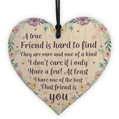Image of RED OCEAN True Friend Friendship Sign Best Wooden Heart Thank You Gift Keepsake