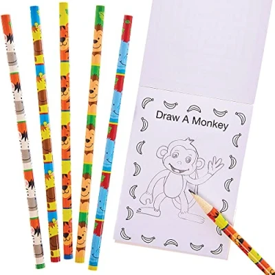 Image of Baker Ross FX657 Jungle Chums Pencils Pack of 15, Party Bag Fillers for Kids