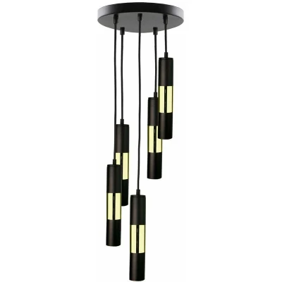 Image of Magnum Cluster Pendant Ceiling Light Black, Gold, 30cm, 5x GU10