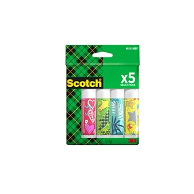 Image of Scotch Permanent Glue Stick Solvent free, 1 Pack of 5 Sticks, 8g per Water based Strong Hold Adhesive for Arts &amp; Crafts