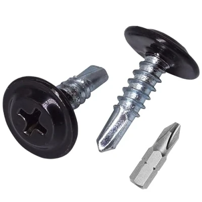 Image of SKIR&#039;CO (Pack of 150 pcs) Painted 4.2 x 16 mm Self Drilling Screws, Phillips Modified Truss Head, Sheet Metal Screw, Wafer Head (150, Jet Black RAL 9005)