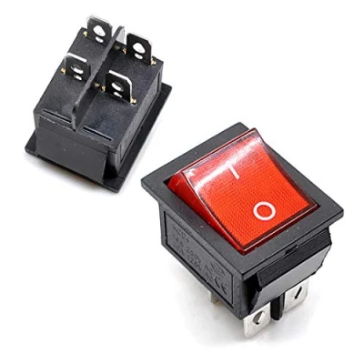 Image of Oiyagai 10pcs KCD4 DPST 4Pin On Off Red Light Panel Rocker Switch 16A/250V 20A/125V
