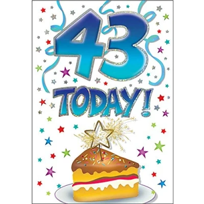 Image of Piccadilly Greetings Modern Milestone Age Birthday Card 43 7 x 5 inches