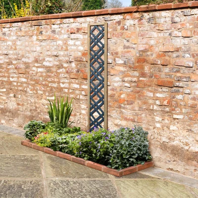 Image of Forest 5&#039;11 x 1&#039; Grey Painted Wooden Diamond Lattice Panel (1.8m 0.3m)