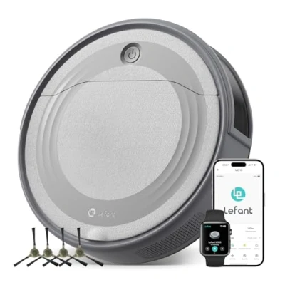 Image of Lefant M310 Robot Vacuum Cleaner, 4500Pa Strong Suction, 7.9cm Thin 28cm DIA, Automatic Self Charging Small Robotic Vacuum, Wi Fi/App/Alexa Control, Ideal for Pet Hair Hard Floor, 2.4G Grey