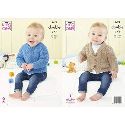 Image of King Cole 5472 Knitting Pattern Baby Sweater and Jacket in Big Value DK