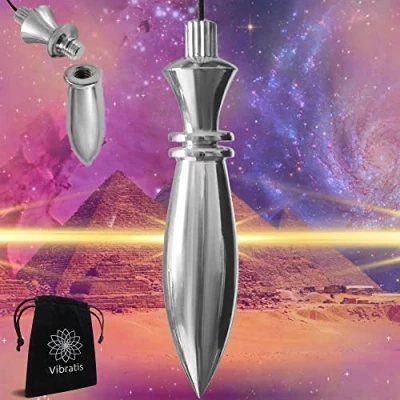 Image of Thot Dowsing Egyptian Pendulum in Silver Plated Brass Chambered Magnetizing Transmitting and Receiving