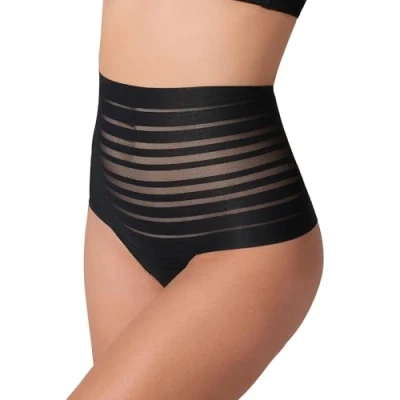Image of Leonisa Women&#039;s Sexy High Waist Rear Enhancing Thong Panty, Black, L