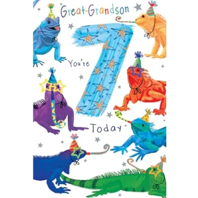 Image of Great Grandson 7th Birthday Card Age 7 Beaver 9&quot; x 6&quot; Lovely Verse