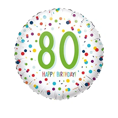 Image of (PKT) Age 80 Confetti Foil Balloon