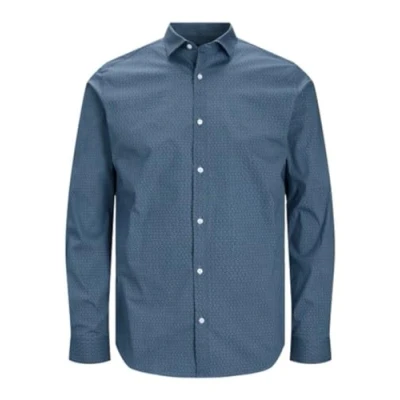 Image of JACK &amp; JONES Men&#039;s Jprblablackpool Ls Aw23 Sn Stretch Shirt Casual, Perfect Navy/fit: Slim fit, S