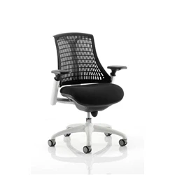 Image of Flex Task Operator Chair White Frame Black Fabric Seat Back