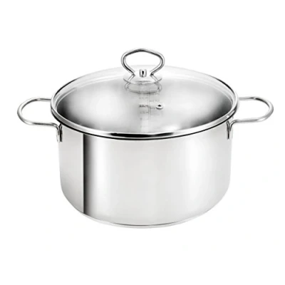 Image of KOPF Merkur Stewing Pot with Glass Lid, Stainless Steel, Diameter 24 cm, Height 11.5 4 Litre