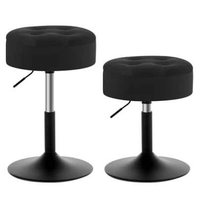 Image of WOLTU Dressing Table Stools, Makeup Vanity Stools with Storage, 360Swivel Round Velvet Height Adjustable 49.5 65cm Small for Dining Room Kitchen Office, Black, BH329sz 2 UK