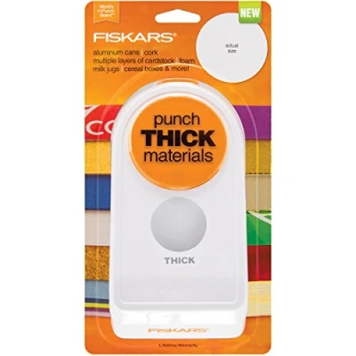 Image of Fiskars Thick Punch 2 Inch Circle, Large, Wood, White