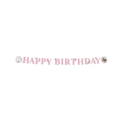 Image of PD Party: Happy Birthday Garland Banner with Horses Design for Boys &amp; Girls Children of All Ages Colorful 300 x 17 cm