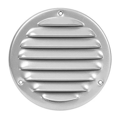 Image of Silver Metal Round Air Vent Grille 100mm / 140mm with Fly Screen Flat Duct Cover.