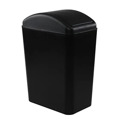 Image of Vcansay 20 L Plastic Garbage Can with Swing Lid, Narrow Trash Bin for Bathroom