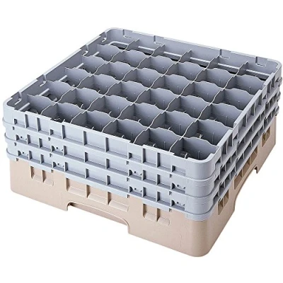 Image of Cambro Camrack 36 Compartment Glass Rack Beige Max Height 155mm