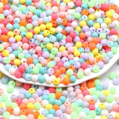 Image of HERZWILD Mixed Colourful Beads,Acrylic Round Loose Beads, Opaque Pastel Colors Beads for DIY Jewelry Making Art Craft (Color D)