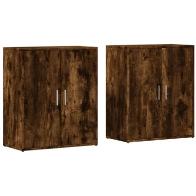 Image of vidaXL Sideboards 2 pcs Smoked Oak 60x31x70 cm Engineered Wood
