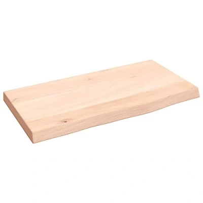 Image of vidaXL Solid Oak Wood Floating Wall Shelf Bracket 40x20cm, Customizable Untreated Wood, Handmade Live Edge for Office, Bedroom, Kitchen