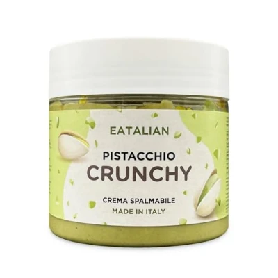 Image of EATALIAN by AMZ BETTER Spreadable Crunchy Pistachio Cream 200 grams, with Grains of Pistachio, Protein Paste, Sweet taste, Ideal on bread and for filling cakes, Made in Italy