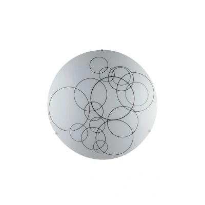Image of Karma Decorative Flush Ceiling Light, White Glass, E27