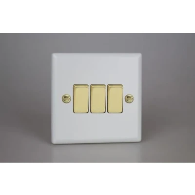 Image of Varilight Vogue 3G 10A Rocker Switch Matt White