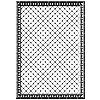 Image of Melody Jane Dolls House Checker Octagonal Mono Tile Floor Black &amp; White Gloss Card Sheet