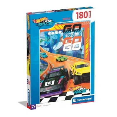 Image of Clementoni Jigsaw Puzzle Hotwheels 180 Pieces Supercolor For Children 7 9 Years, Cartoon, Cars, Gift Boy/Girls, Kids, Made In Italy, 29789