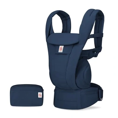 Image of Ergobaby Omni Deluxe All in One Baby Carrier for Newborns from Birth up to 20kg, Ergonomic 4 Position Cotton Back Travel System, Midnight Blue